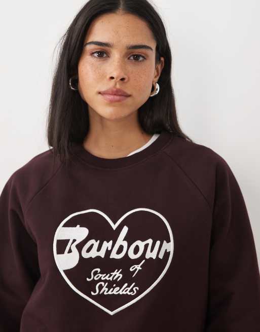 Barbour Ambleside heart logo sweatshirt in purple/brown, 2 of 4