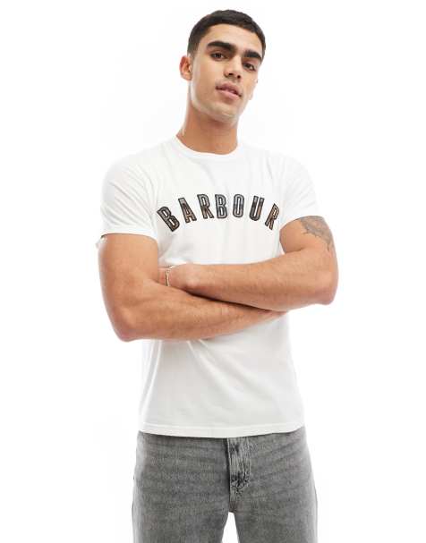 Barbour Ancroft collegiate tartan logo t-shirt in white - view 1