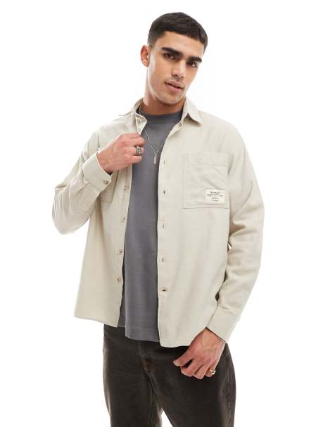Barbour Angelo relaxed twill shirt in stone - view 1