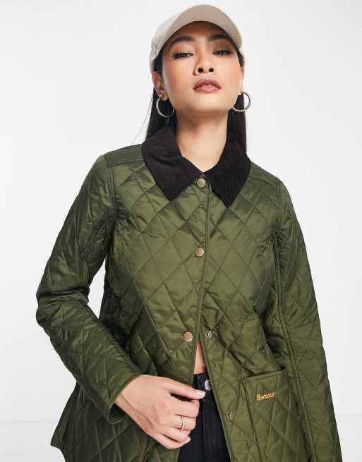 Barbour Annandale Diamant doorgestikt jasje met corduroy kraag in olijfgroen ASOS