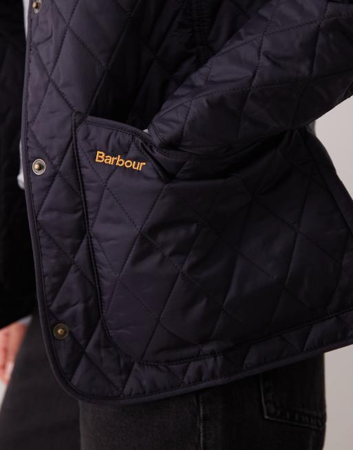 Barbour – Annandale – Steppjacke mit Rautenmuster und Cordkragen in Marineblau, 2 von 4