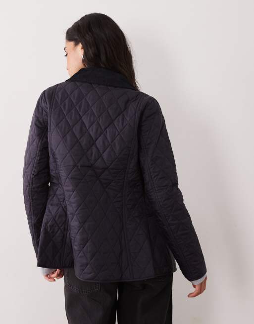 Barbour – Annandale – Steppjacke mit Rautenmuster und Cordkragen in Marineblau, 4 von 4