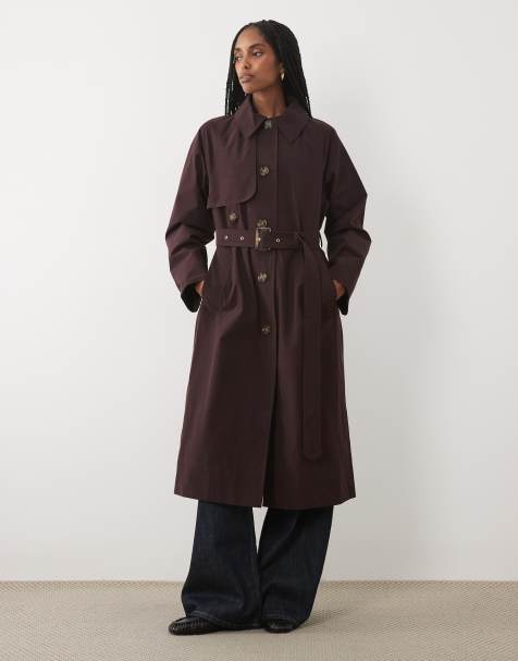 Barbour Antonella showerproof belted trench coat in deep burgundy - view 1