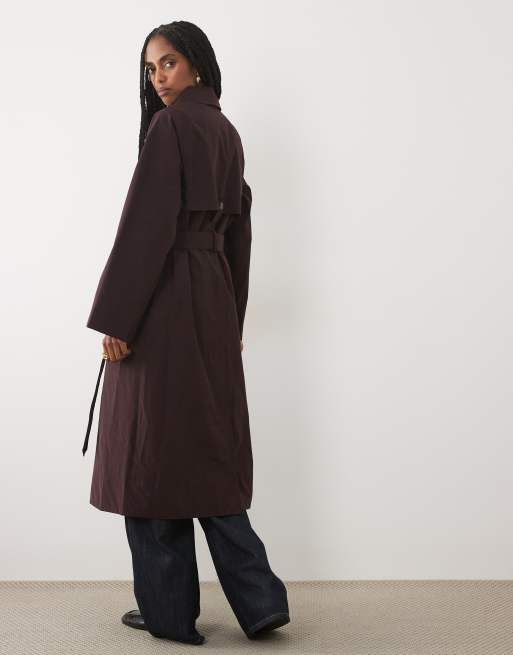 Barbour Antonella showerproof belted trench coat in deep burgundy, 4 of 4
