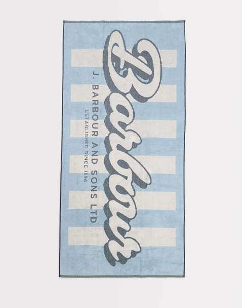 Barbour Archive graphic logo beach towel in blue - view 1