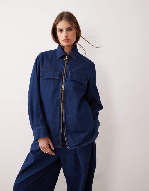 Barbour Arla denim overshirt in rinse wash - MBLUE