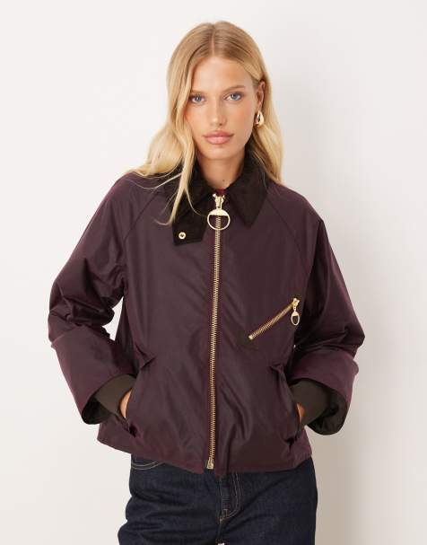 Barbour Arlene wax jacket in burgundy  - view 1