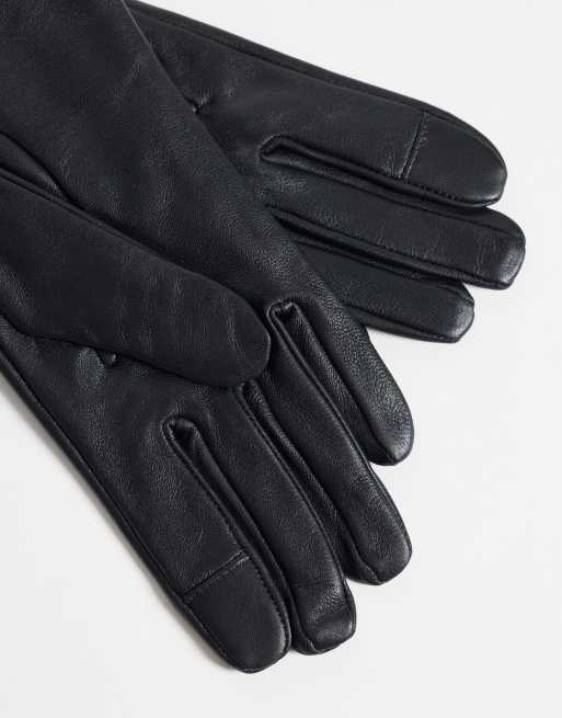 Barbour Arlene zip leather gloves in black, 3 of 3