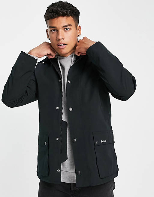 Barbour Ashby waterproof jacket with detachable hood in black