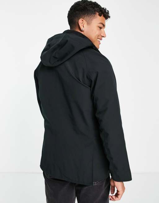 Barbour Ashby waterproof jacket with detachable hood in black