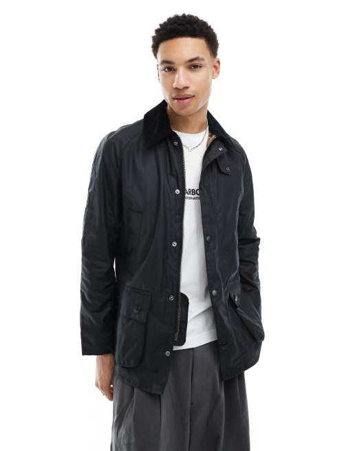 Barbour beacon navy wax on sale jacket