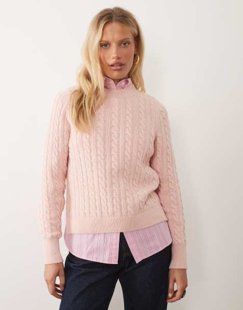 Barbour Ashdown cable knitted jumper in light pink - view 1