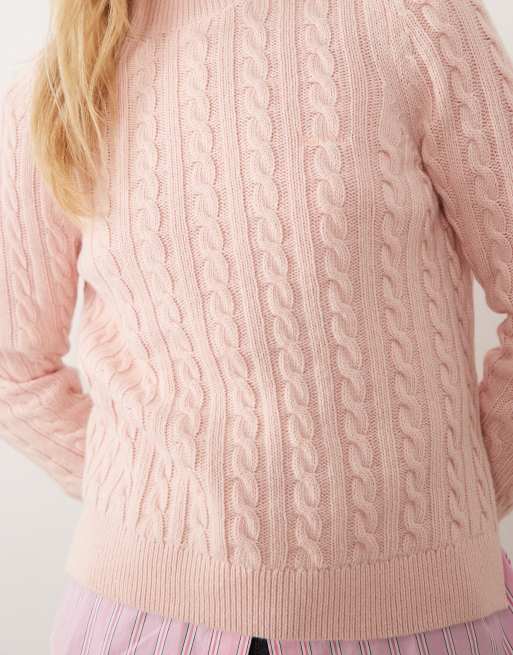 Barbour Ashdown cable knitted jumper in light pink, 4 of 4