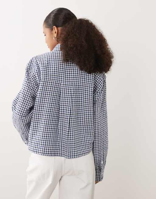 Barbour Ashwell long sleeve gingham shirt in blue/white, 4 of 4