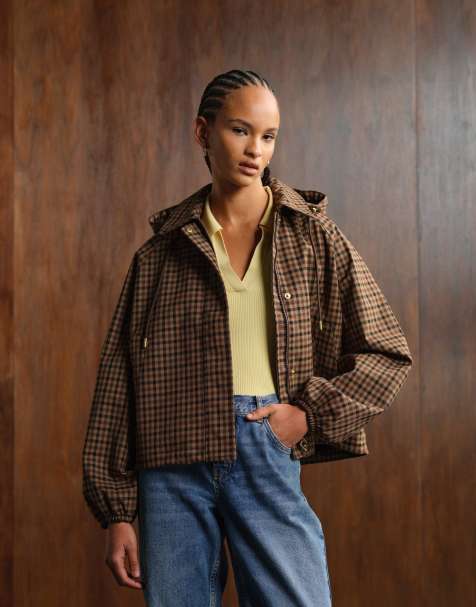 Barbour audrey showerproof jacket in vicuna gingham check - view 1