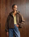 [Barbour] Barbour Audrey showerproof jacket in vicuna gingham check-Brown 14 Brown gingham