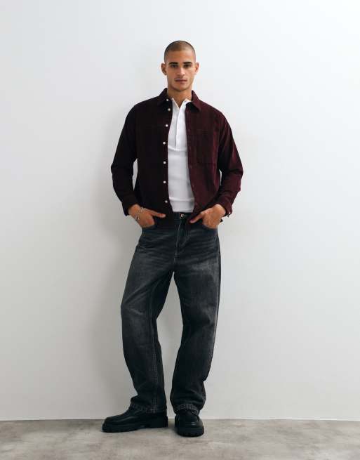 Barbour Authentic long sleeve cord shirt in burgundy, 2 of 5
