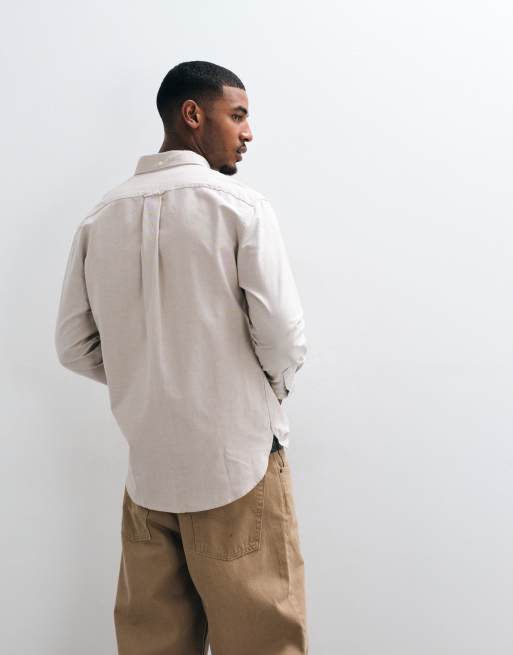 Barbour Authentic Oxford long sleeve shirt in stone, 2 of 5