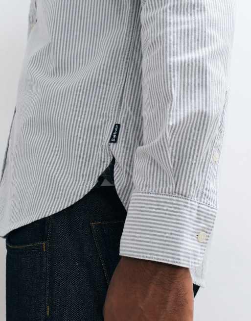 Barbour Authentic Oxford long sleeve stripe shirt in blue, 4 of 5