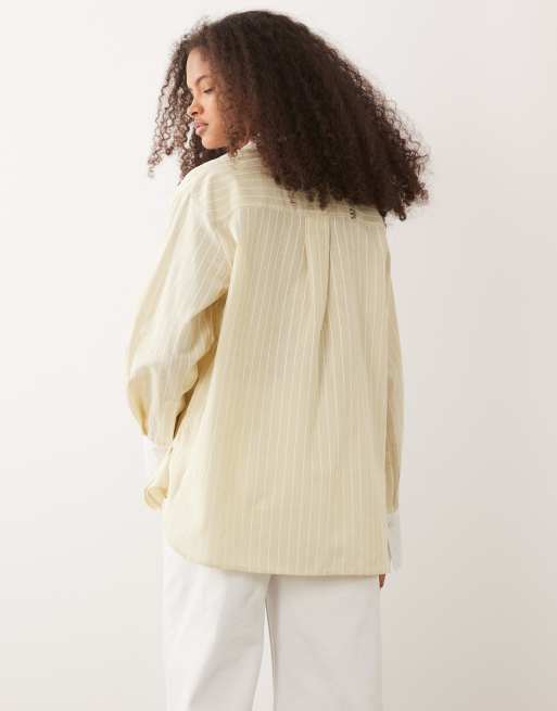Barbour Avon long sleeve stripe shirt with contrast cuffs/collar in yellow , 2 of 4