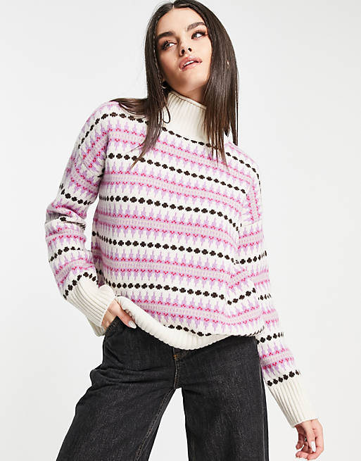 Barbour Avondale knitted jumper in pink multi | ASOS