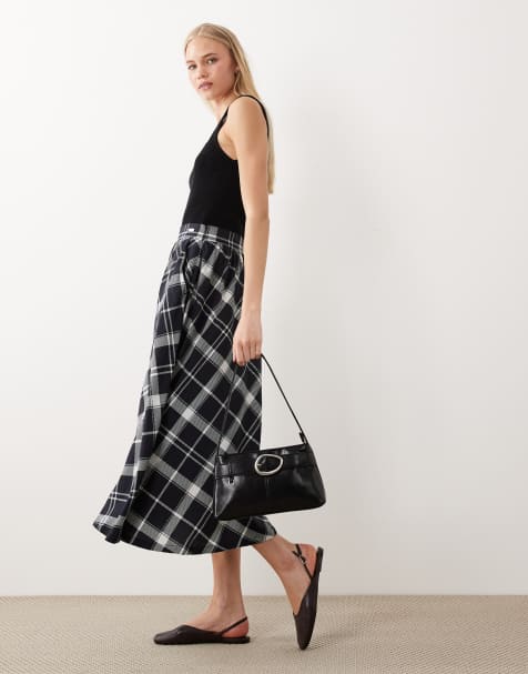 Barbour Baiton tartan check midi skirt in navy - view 1