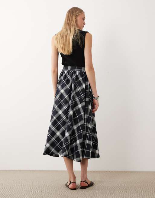 Barbour Baiton tartan check midi skirt in navy, 4 of 5