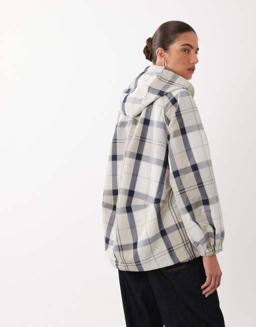 Barbour Ballina tartan hooded showerproof jacket in navy, 4 of 4
