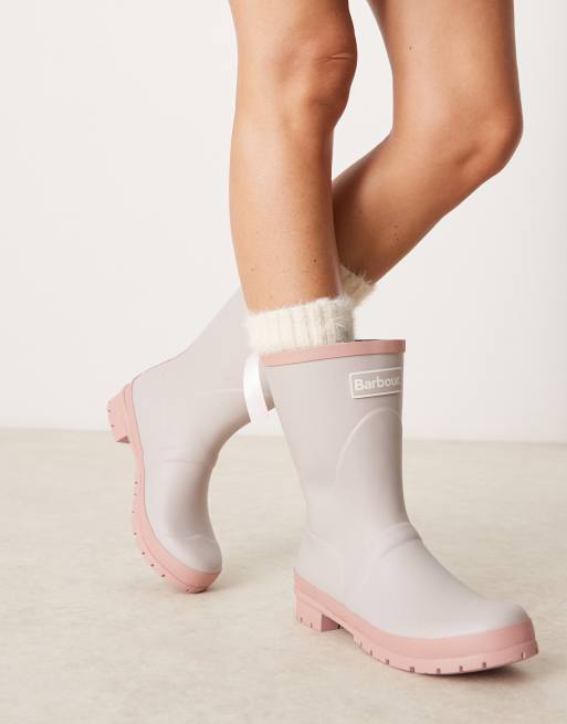 Barbour Banbury mid welly in white pepper pink rust ASOS