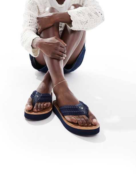 Barbour Barbour kelburn flip flops in navy - view 1
