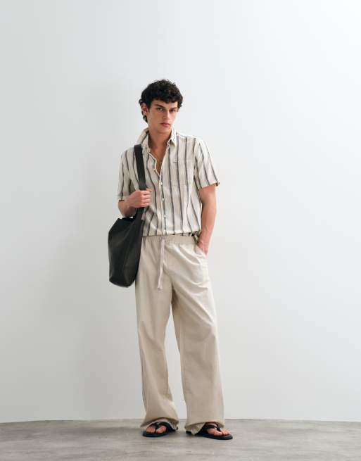 Barbour Barkend short sleeve striped summer shirt in cream , 2 of 5