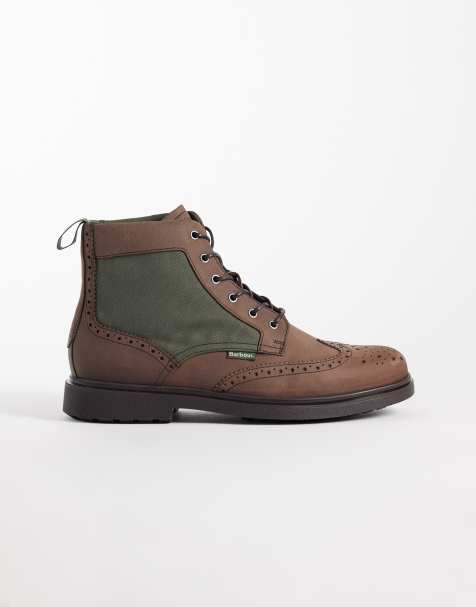 Barbour Barmoor leather brogue boots in dark brown - view 1