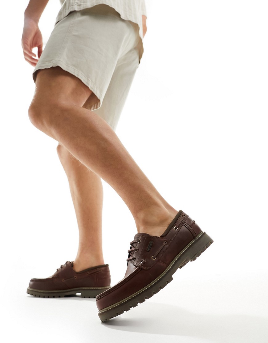 Barbour Basalt leather boat shoes in brown