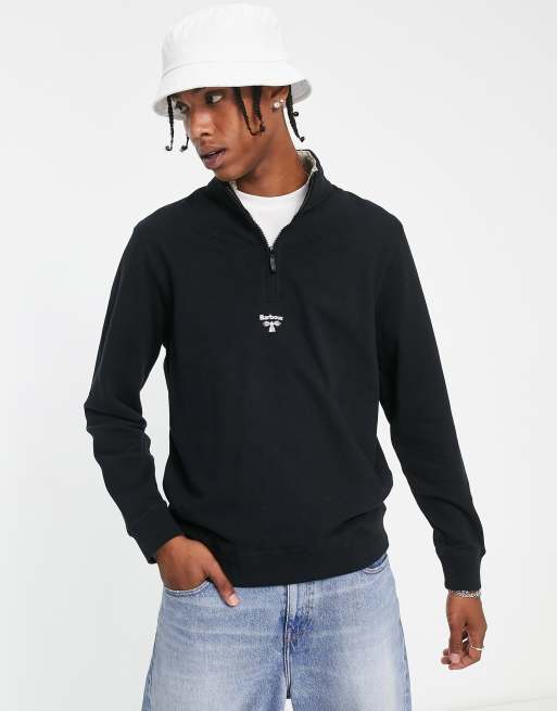 Barbour Beacon - Afslappet sweatshirt med halv lynlås i sort