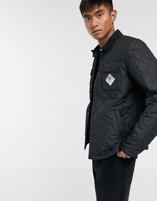 Barbour Beacon Aken quilted jacket with cord collar in black