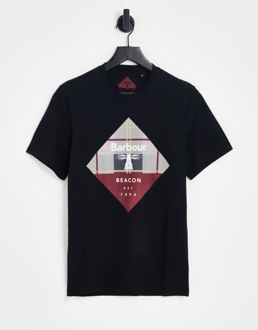 Barbour Beacon - Becker - Sort T-shirt med ternet logo 