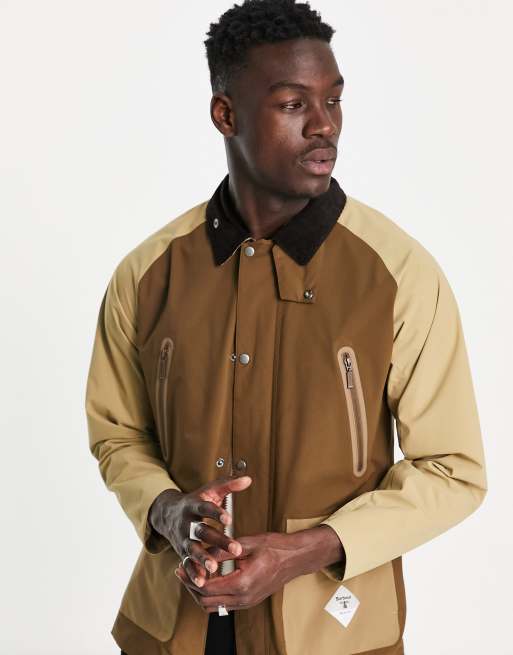 Barbour Beacon Bedale waterproof patchwork jacket in stone | ASOS