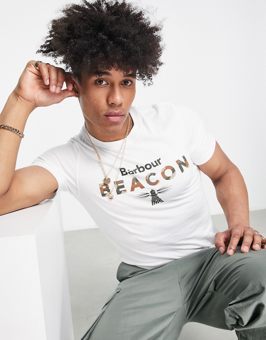 Barbour Beacon camo large logo t-shirt in white