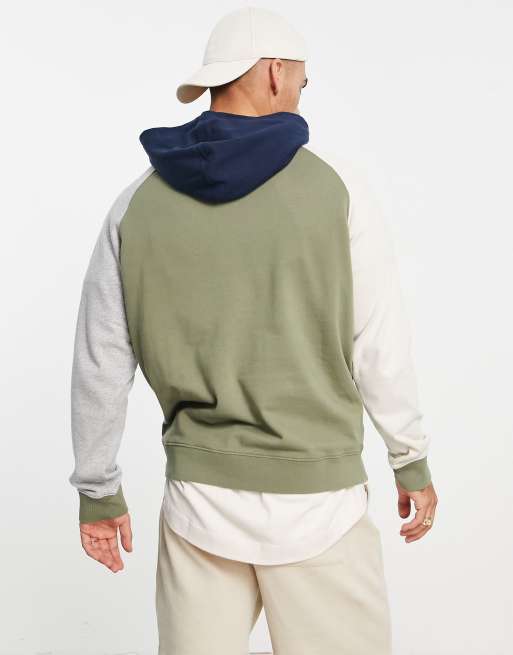 Barbour Beacon color block hoodie in green