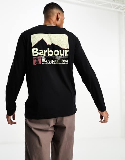 Barbour Beacon Fairhill graphic long sleeve t-shirt with back print in black