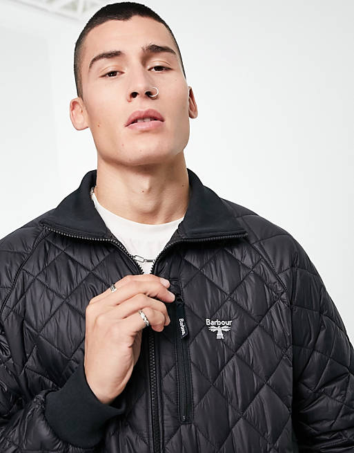 Barbour Beacon Fell quilted jacket with rib collar and cuffs in black