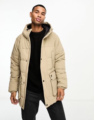 Barbour Beacon Glacial quilted hooded jacket in beige