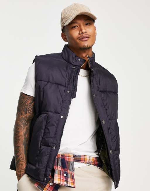 Barbour Beacon – Large Baffle – Steppgilet in Marine mit Cordkragen
