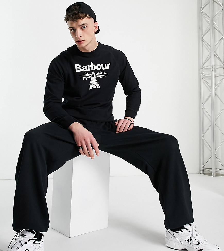 Barbour Beacon large logo sweatshirt in black - Exclusive to ASOS
