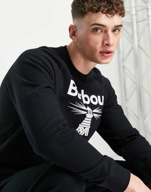 Barbour Beacon large logo sweatshirt in black Exclusive to ASOS