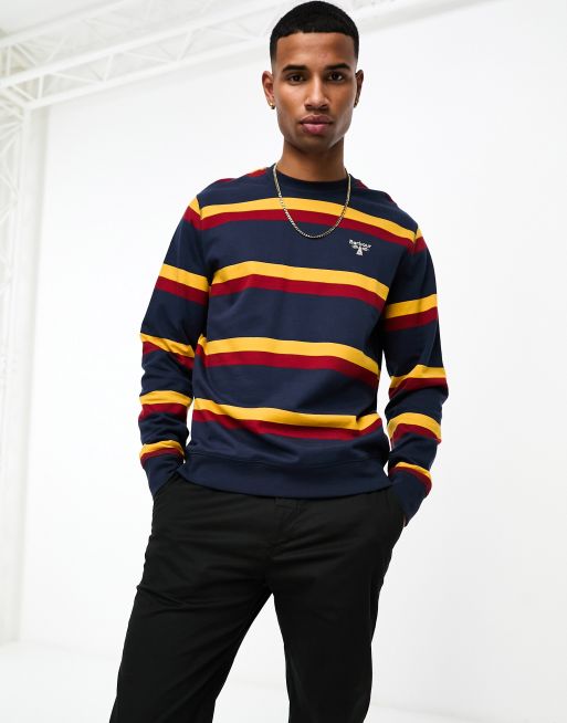 Barbour Beacon Lorton stripe crew neck jumper in navy