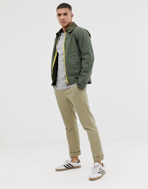 Barbour Beacon Munro wax jacket with contrast zip in green