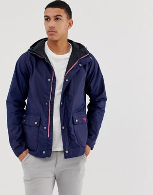 barbour waxed cotton hood navy