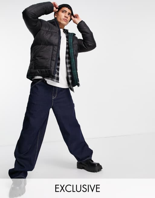 Barbour Beacon - Piumino double-face nero e a quadri - In esclusiva per ASOS