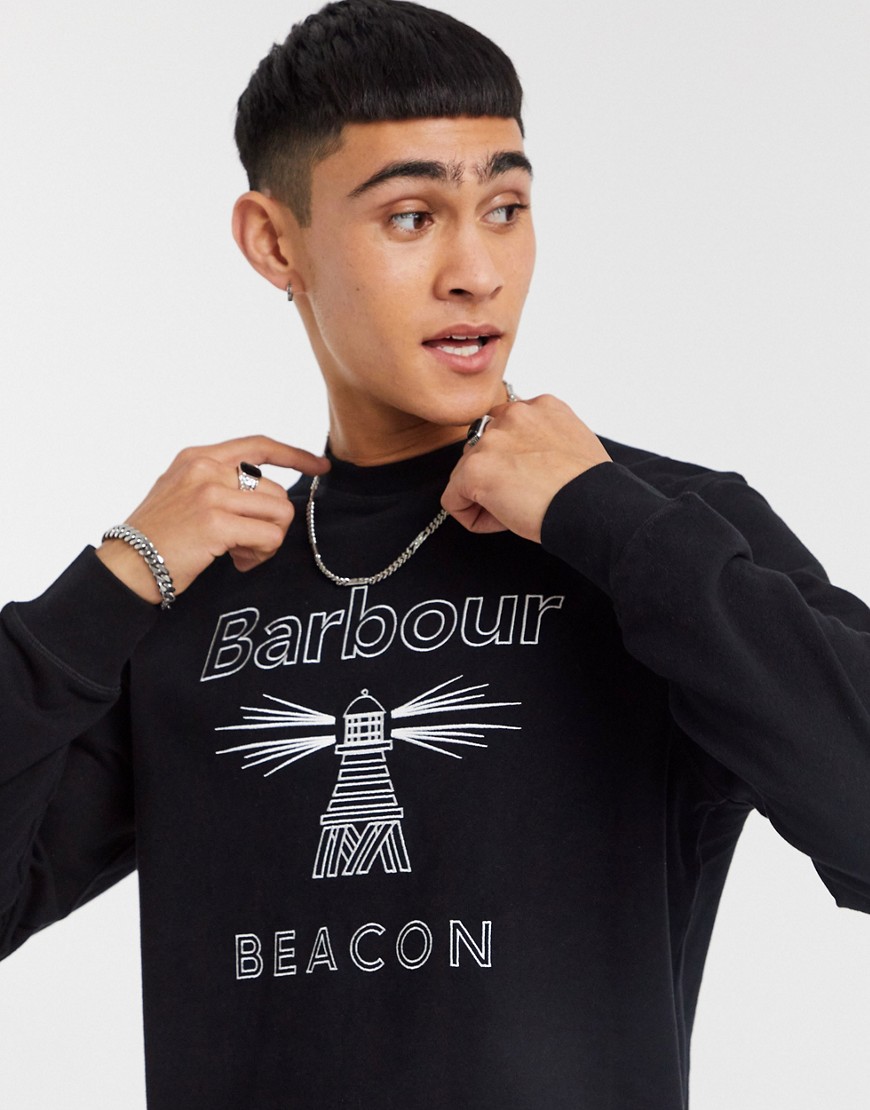 Barbour Beacon stitch crew sweatshirt in black